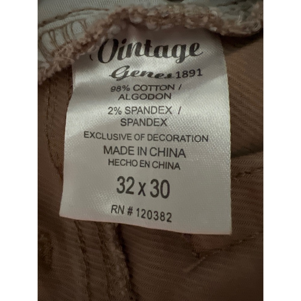 Vintage Genes 1891 Mens Slim Fit Tan Brown Stretch Denim Twill Pants 32x30m EUC - Picture 8 of 9